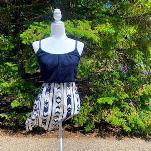 Cute Navy Geometric Sun Dress